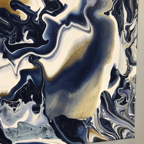 Abstract art Blue & Gold 16 x 20 original artwork signed by artist - Picture 8 of 9